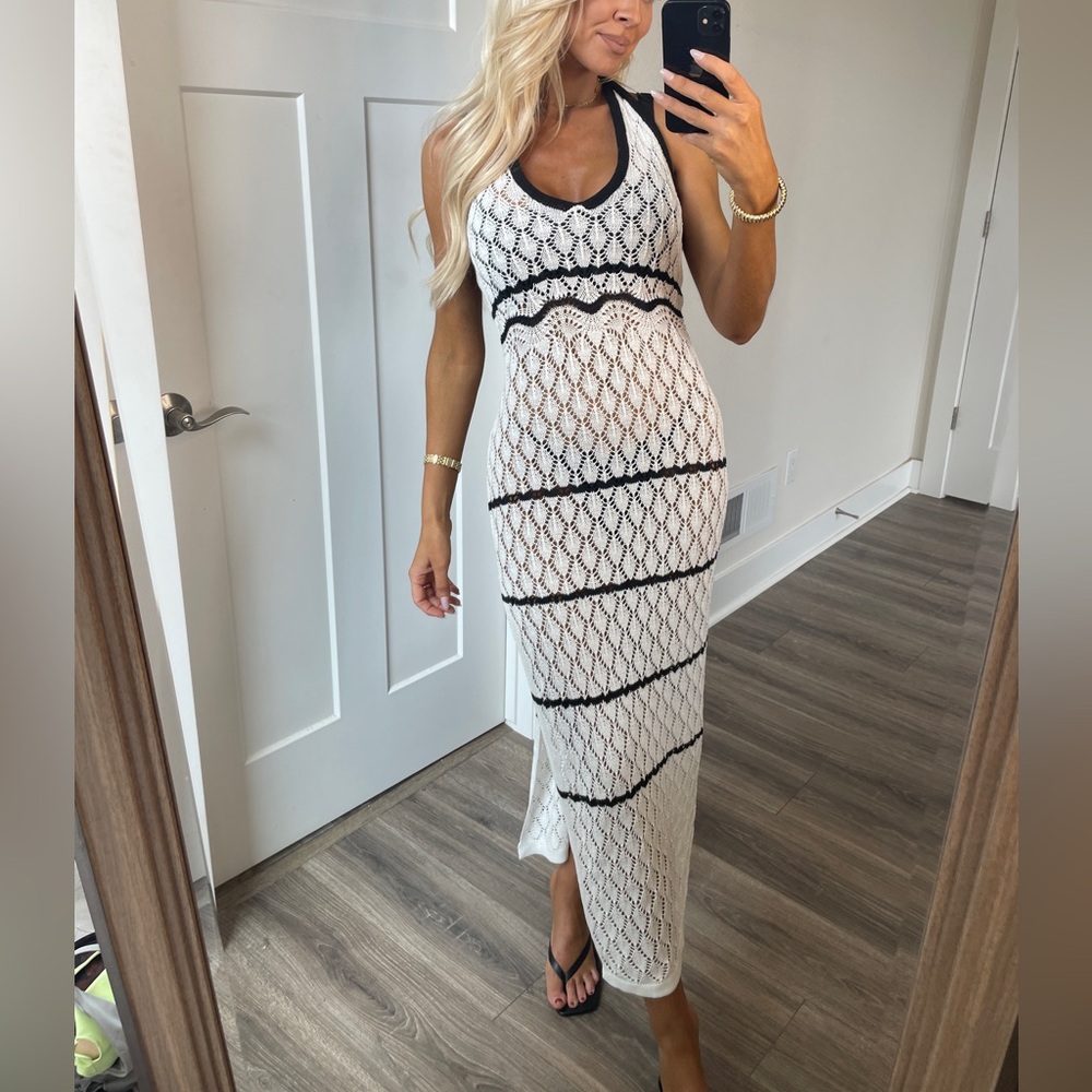 New White Crochet Maxi Dress Swim Cover